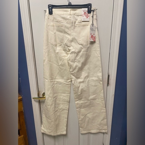 Wide Leg High Waisted Stretchy Women's Jeans - Lover Brand Fashion Ivory Size L - Picture 3 of 9